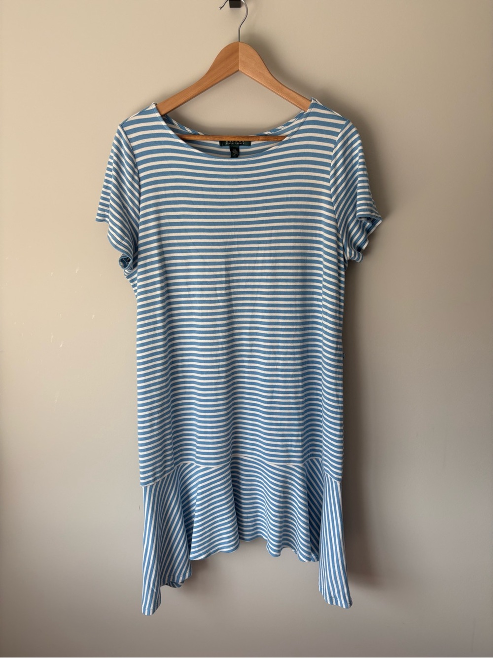 Lauren Ralph Lauren Blue White Striped Asymmetrical Hem Dress 1X